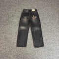 derschutze kOI FISH BLACK WASHED DENIM Koi Embroidered Washed Jeans