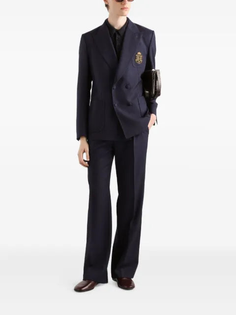 Dolce & Gabbana double-breasted crest-appliqué blazer
