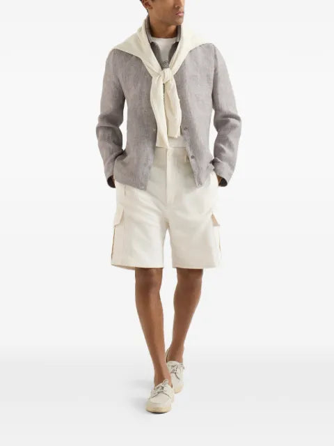 Brunello Cucinelli linen and hemp diagonal outerwear jacket
