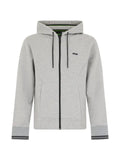 BOSS cotton-blend zip-up hoodie with stripe details