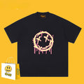 Drew T-shirts Flame Smiley Face Short Sleeve Print