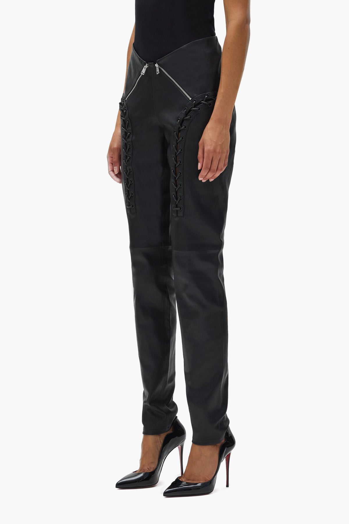 Leather V Zip Pant