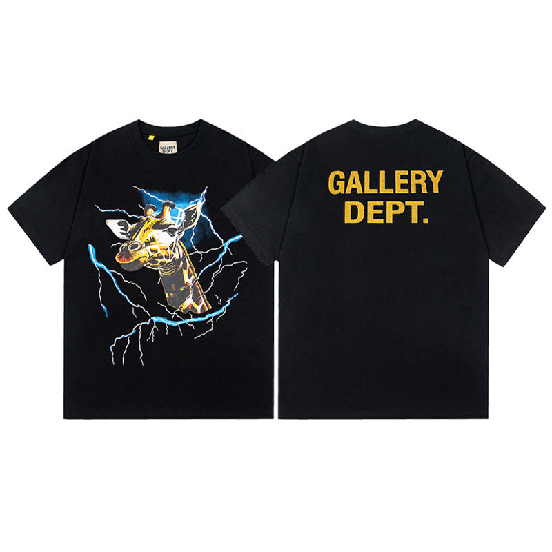 Gallery Dept T-Shirt Letter Pattern Washed Old Short Sleeve T-Shirt