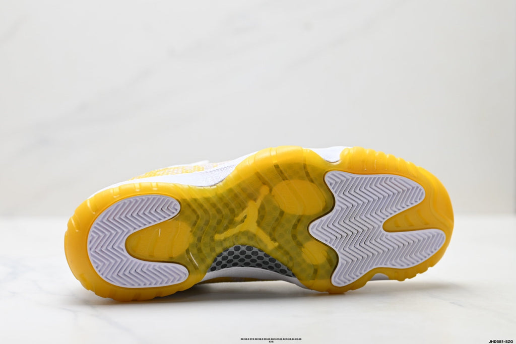 Air Jordan 11 Retro White and Yellow Snakeskin Unisex Sneakers Style 18