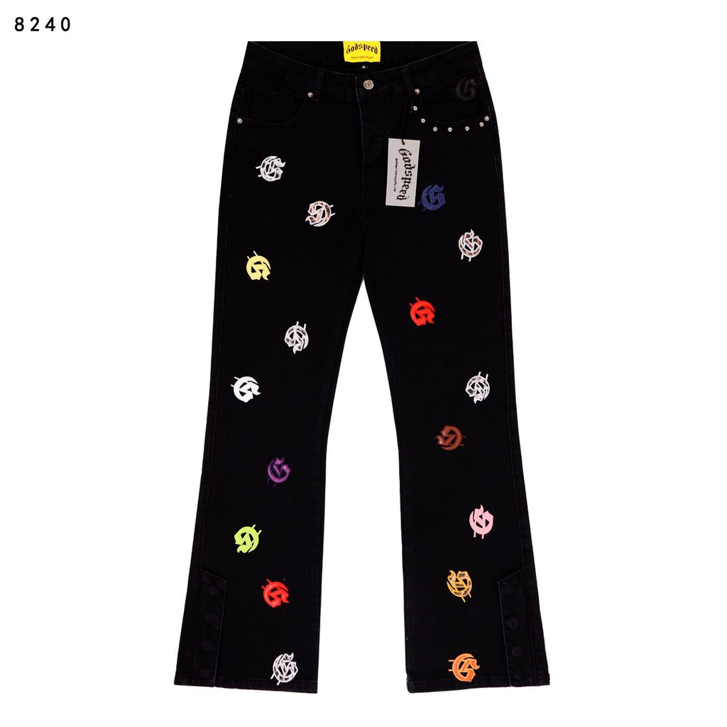 Godspeed Embroidered Flared Jeans