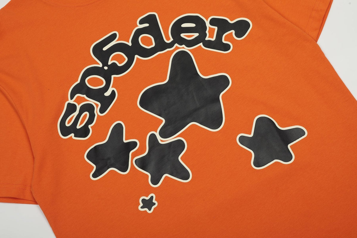 Sp5der Orange Star Graphic T-Shirt