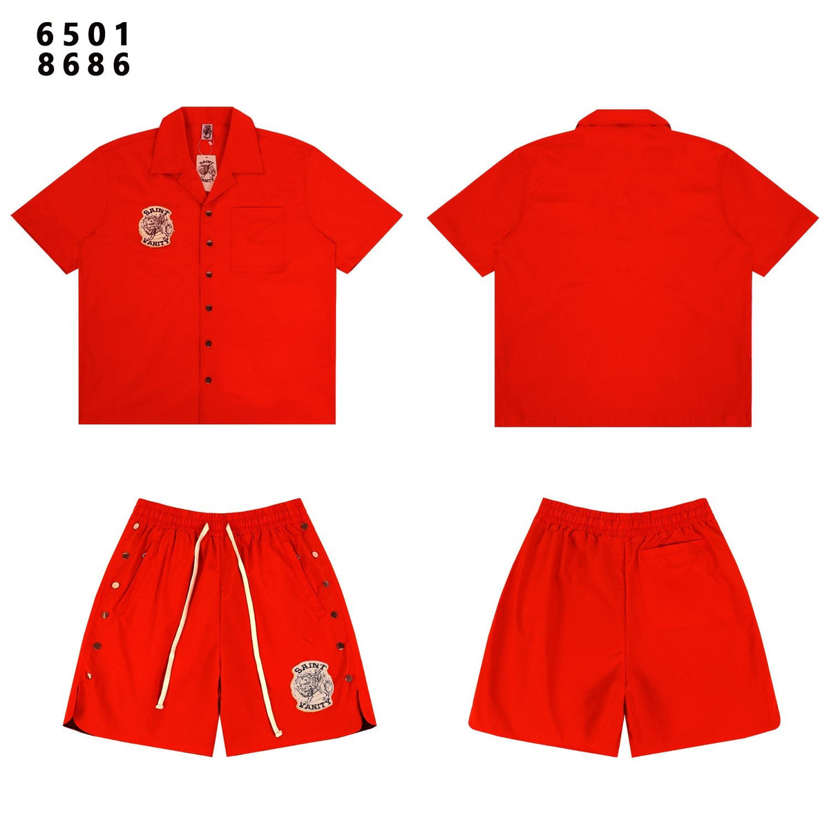 SAINT Vanity Patch Short-Sleeve Shirt & Snap-Side Shorts Set