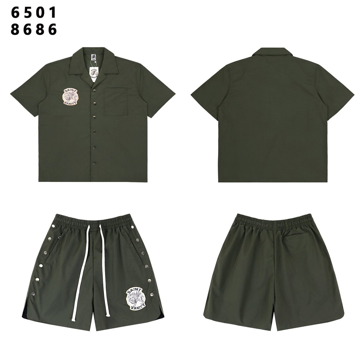 SAINT Vanity Patch Short-Sleeve Shirt & Snap-Side Shorts Set