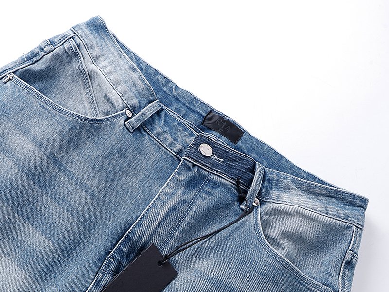 R+A Washed Distressed Jeans - Light Blue