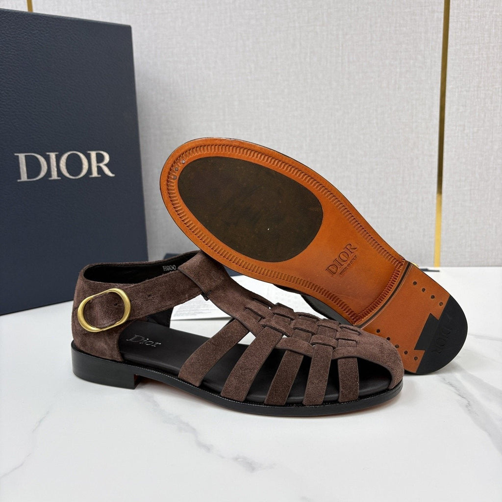 Dior Brown Woven Fisherman Sandals