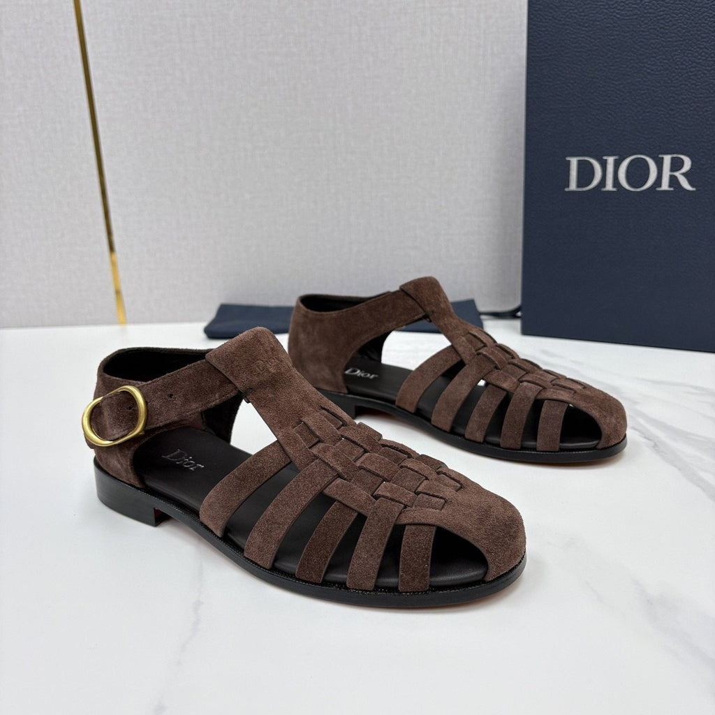 Dior Brown Woven Fisherman Sandals