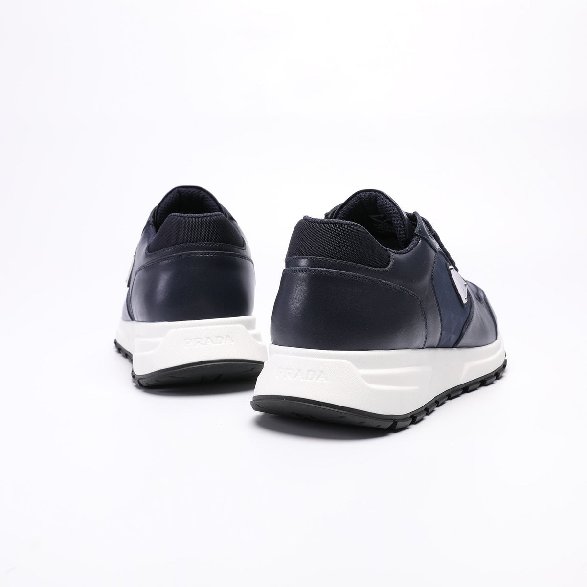 Prada Men's Navy Textured Low-Top Sneakers