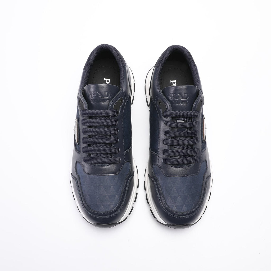 Prada Men's Navy Textured Low-Top Sneakers