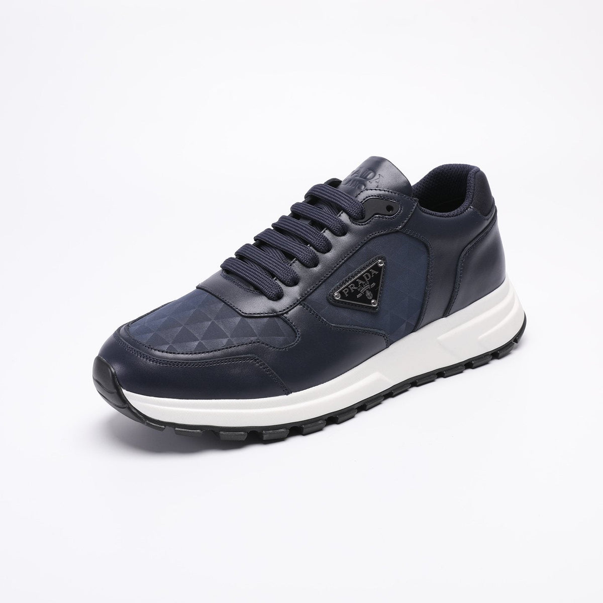 Prada Men's Navy Textured Low-Top Sneakers