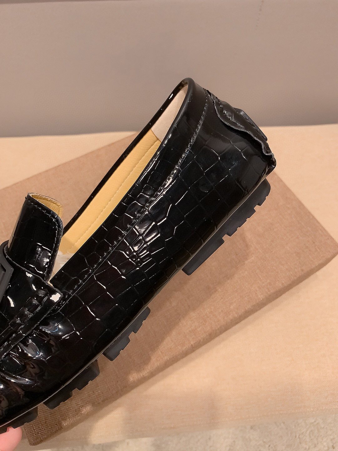 Louis Vuitton Men's Black Embossed Loafers - Low-Profile Sole
