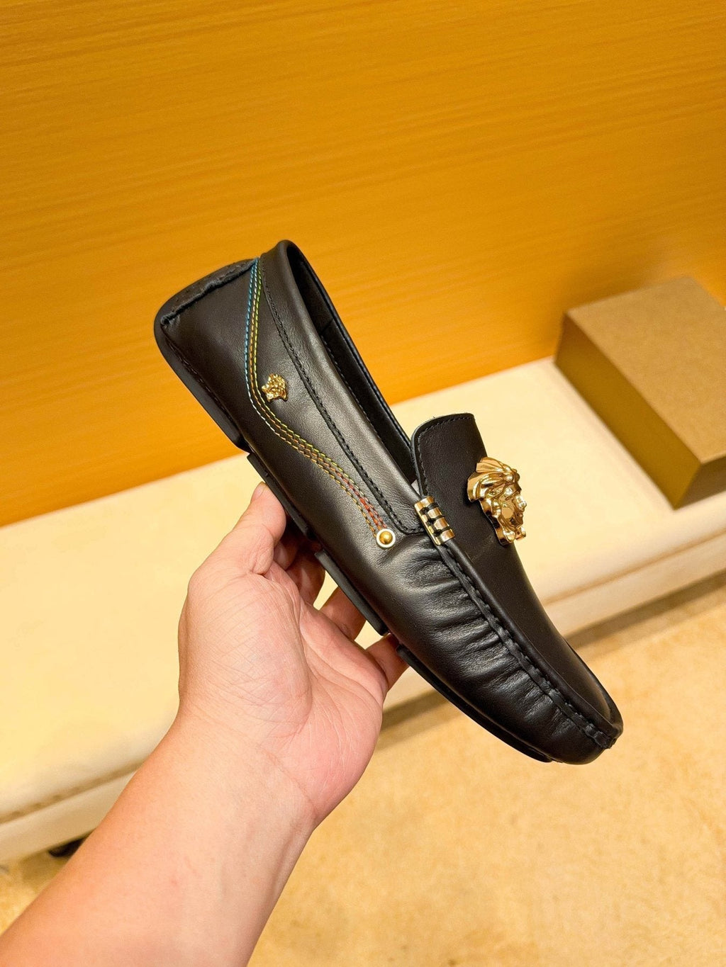 Versace Men's Black Medusa Loafers - Rubber Outsole