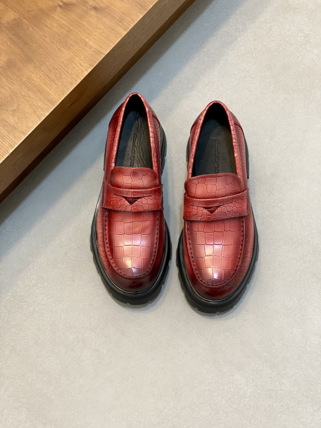 Alexander McQueen Men's Croc-Embossed Lug-Sole Loafers
