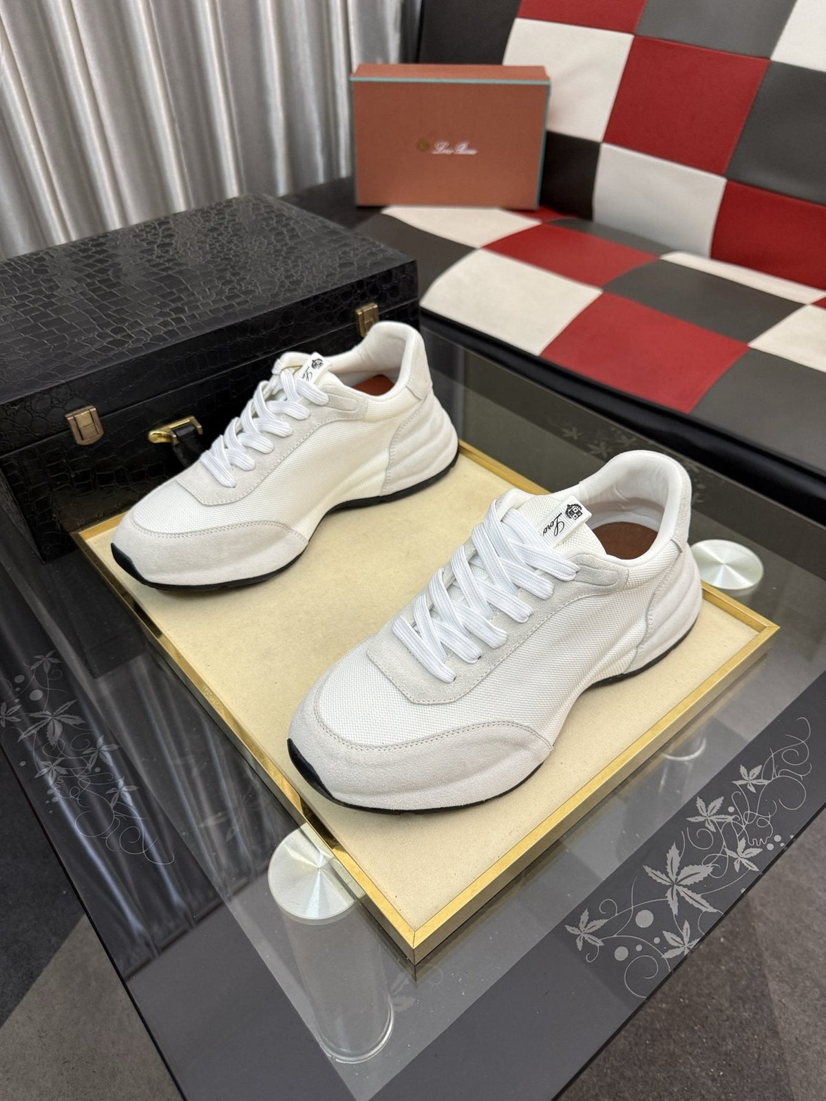 Loro Piana Low-Top Lace-Up Sneakers - Layered, Mixed-Texture Upper