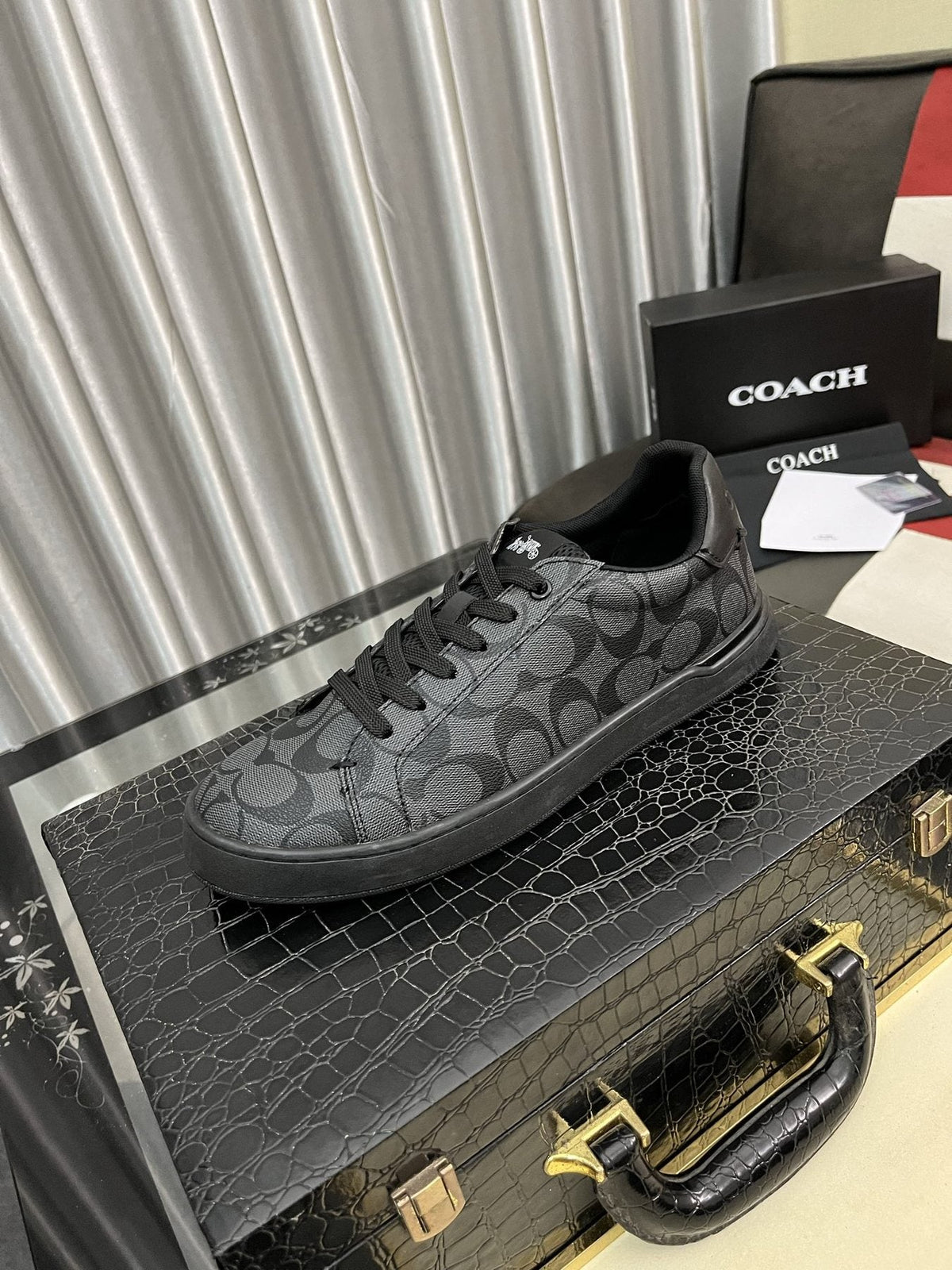 Coach Black and Charcoal Low-Top Sneakers