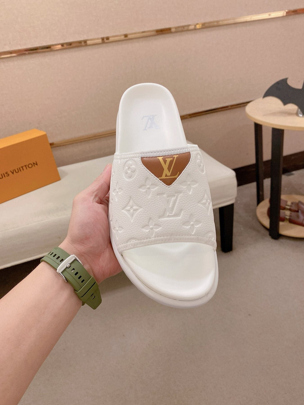 Louis Vuitton Embossed Men's Slide Sandals - Molded Sole
