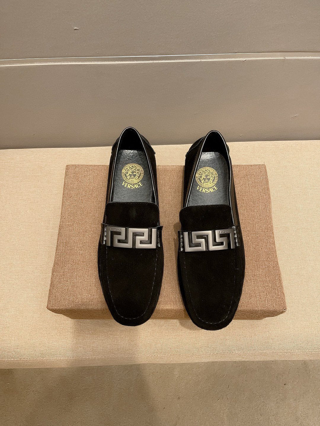 Versace Men's Geometric Buckle Loafers