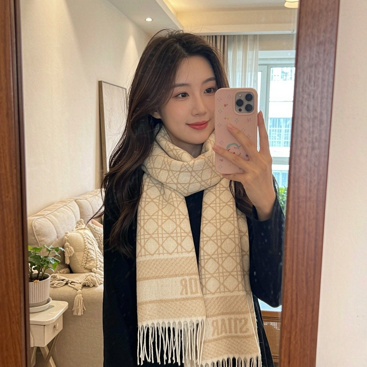 Dior Geometric Fringe Scarf