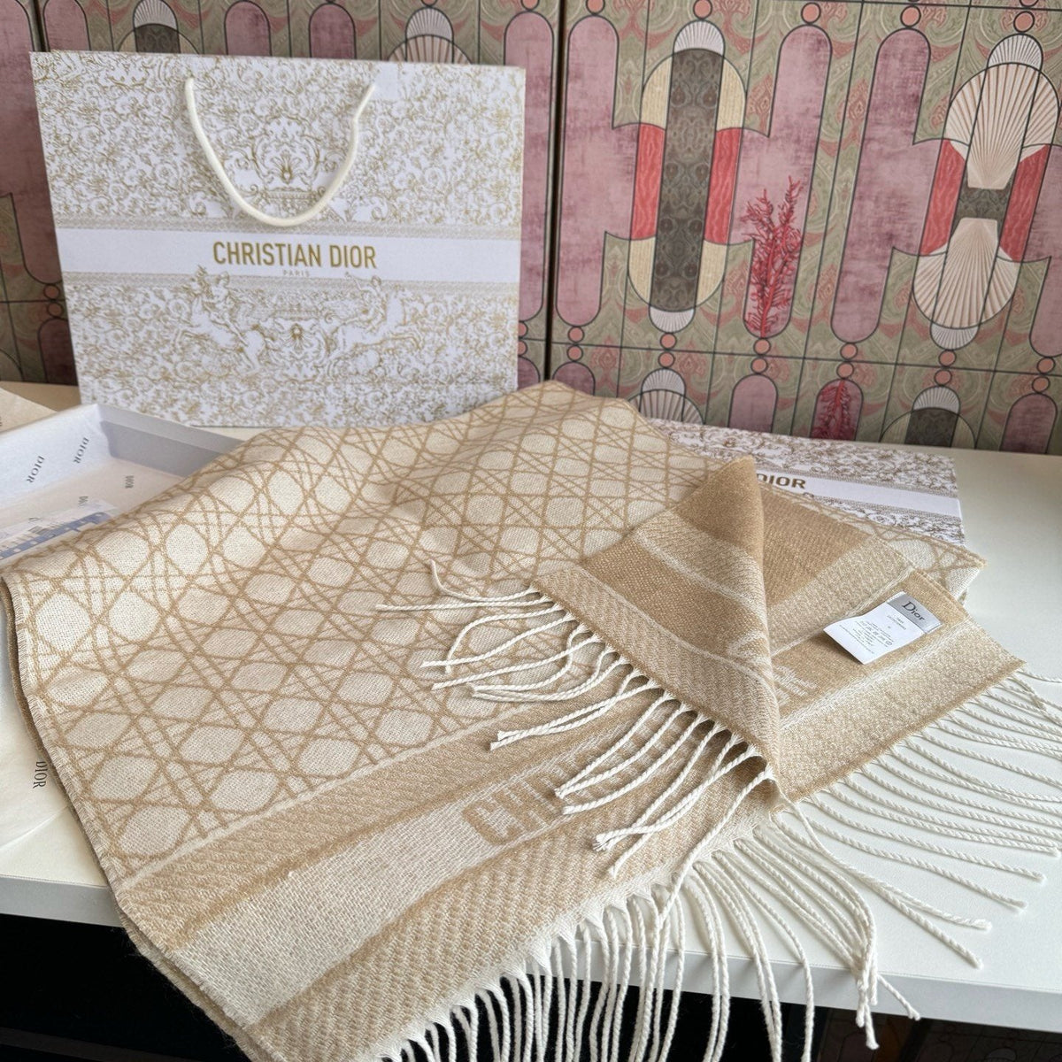 Dior Geometric Fringe Scarf