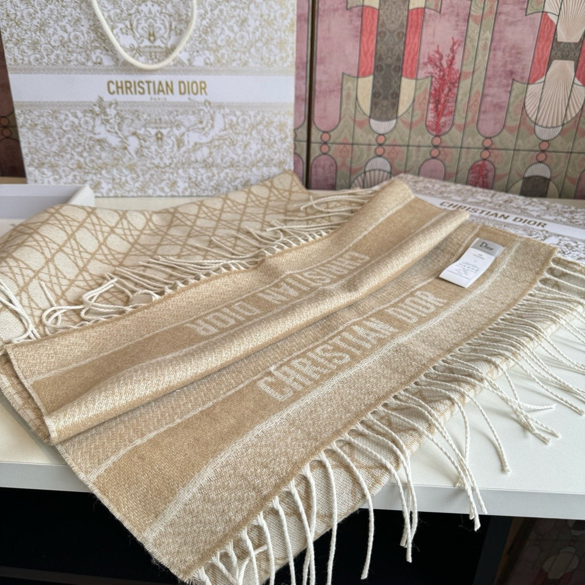 Dior Geometric Fringe Scarf