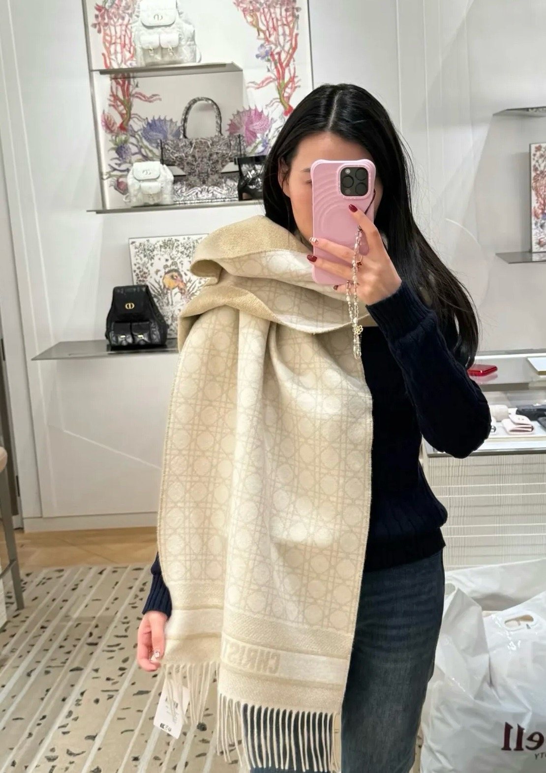Dior Geometric Fringe Scarf