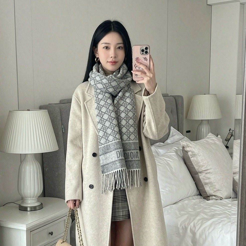 Dior Geometric Fringe Scarf