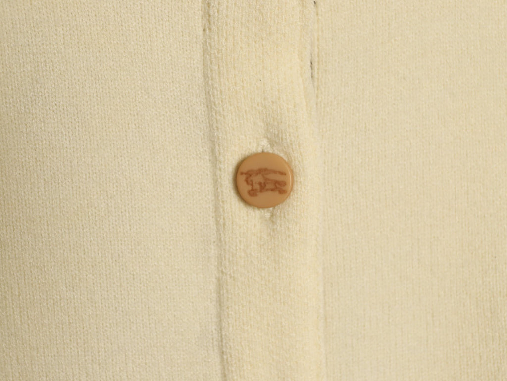 Burberry Check-Cuff Button-Front Cardigan - Pale Yellow